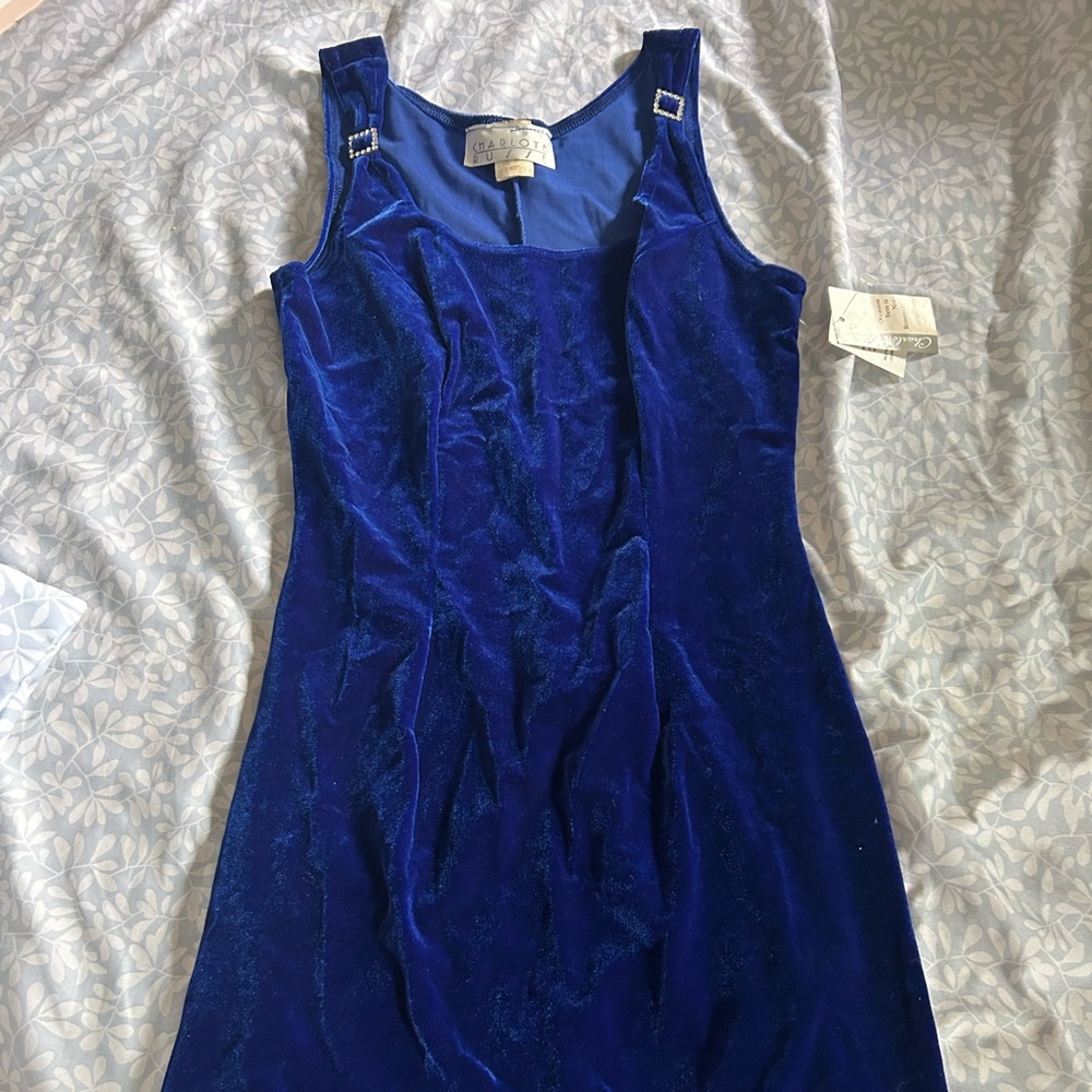 Brand new blue woman’s velvety dress